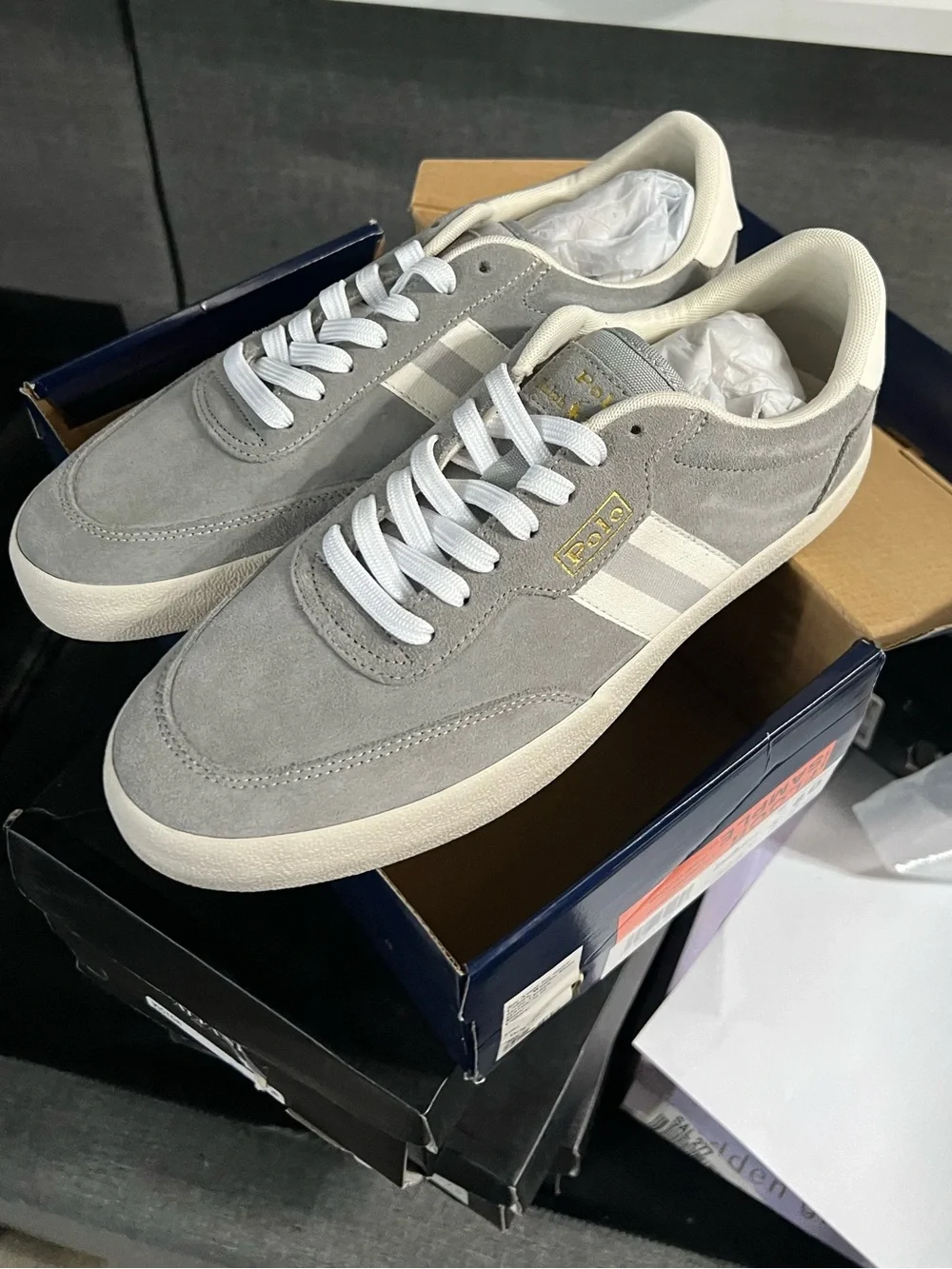 Polo by Ralph Lauren Men's Light Gray Suede Low-Top Sneakers